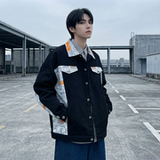 现货2026春季痞帅拼接设计感翻领夹克高级感潮流外套J24-P75，男装夹克，星座1017