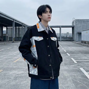 现货 2026春季痞帅拼接设计感翻领夹克高级感潮流外套 J24-P75，男装夹克，星座1017