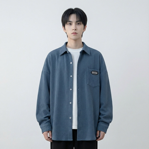 现货华夫格衬衫长袖潮流港风痞帅休闲衬衣 CS39-P58，男装衬衫，星座1017