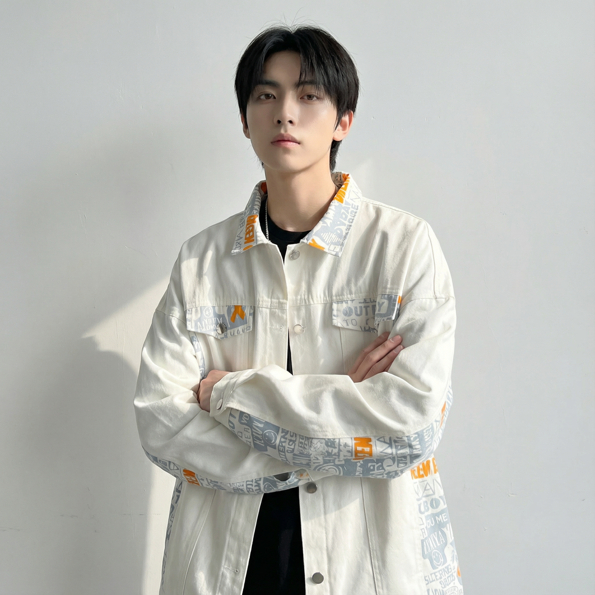 现货2026春季痞帅拼接设计感翻领夹克高级感潮流外套J24-P75，男装夹克，星座1017