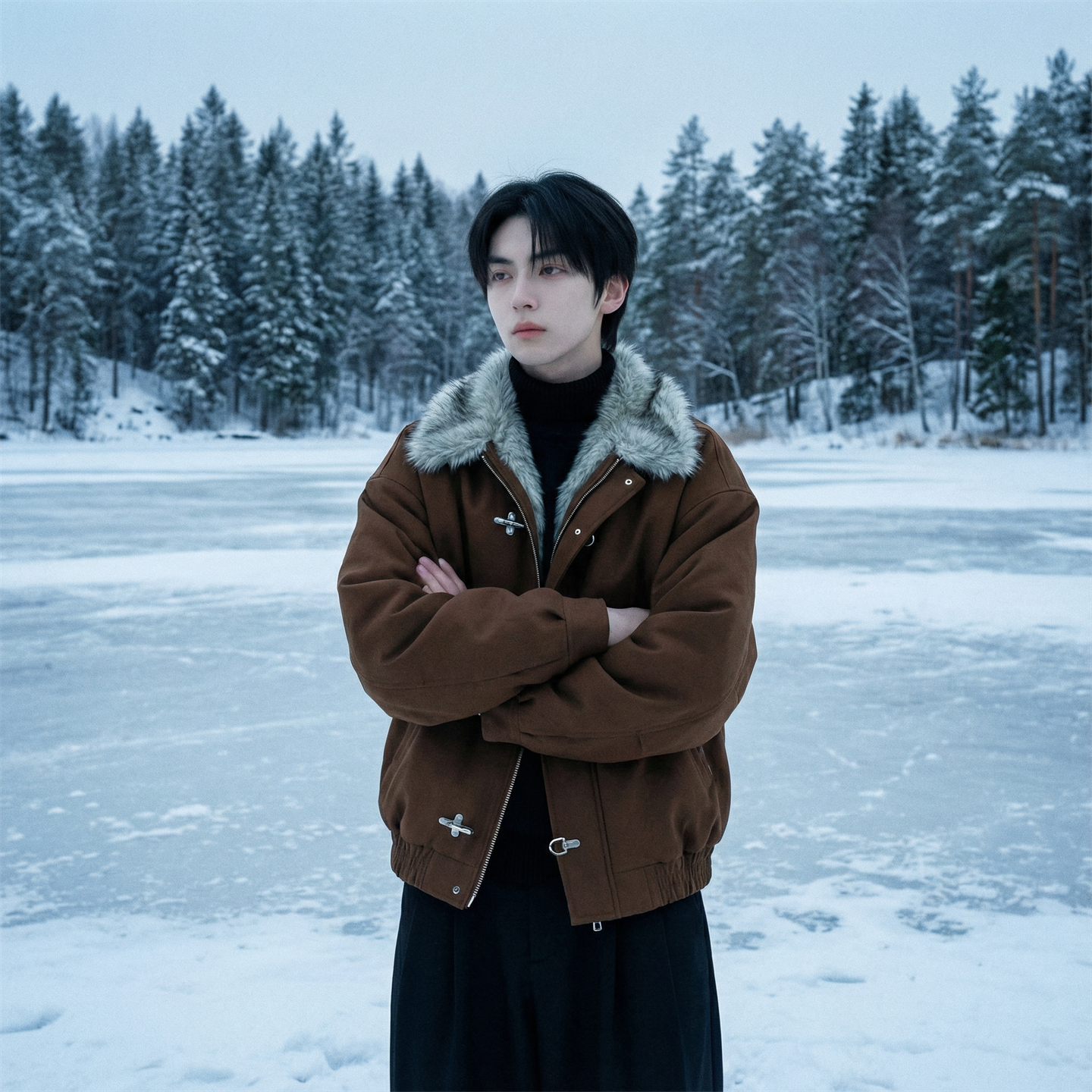 现货毛领复古（仿貂毛领）秋冬季座山雕夹克棉服外套男 Q664-P148