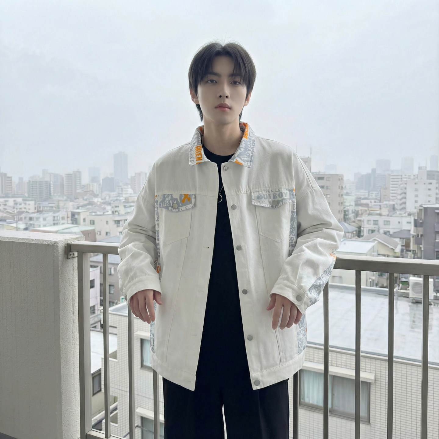 现货2026春季痞帅拼接设计感翻领夹克高级感潮流外套J24-P75，男装夹克，星座1017