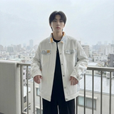 现货2026春季痞帅拼接设计感翻领夹克高级感潮流外套J24-P75，男装夹克，星座1017