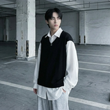 现货假两件长袖衬衫宽松衬衣港风休闲百搭上衣 GK25-P58,男装衬衫,星座1017, 现货假两件长袖衬衫宽松衬衣港风休闲百搭上衣 GK25-P58,男装衬衫,星座1017,