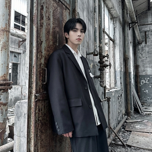 现货休闲西服男春秋宽松大码潮高级感痞帅外套西装 JK342-P98图片