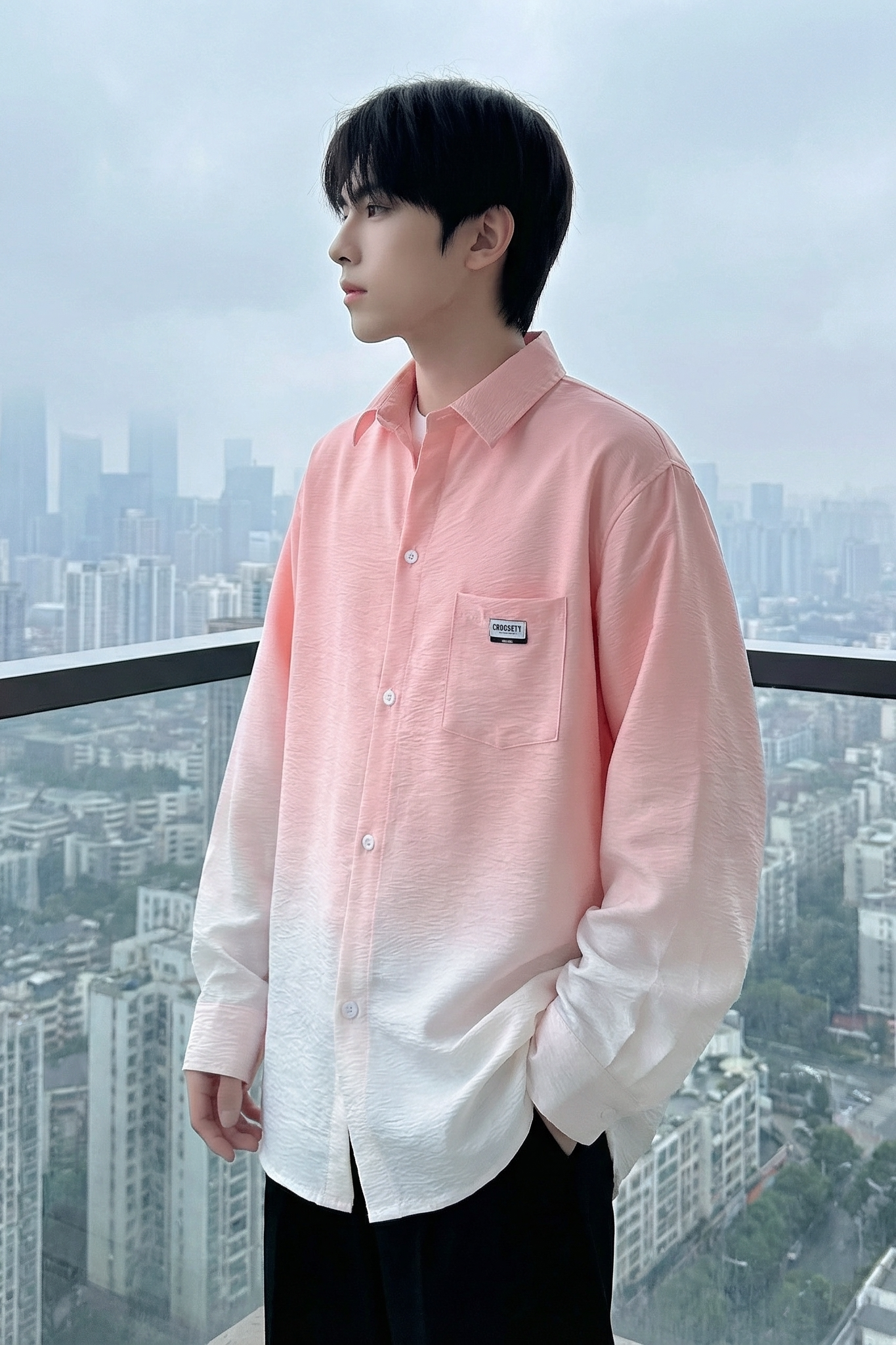 2026现货渐变长袖衬衫水洗褶皱宽松潮流休闲衬衣DS651-P58,男装衬衫,星座1017