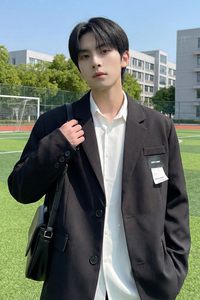 现货休闲西服男春秋宽松大码潮高级感痞帅外套西装 JK342-P98图片