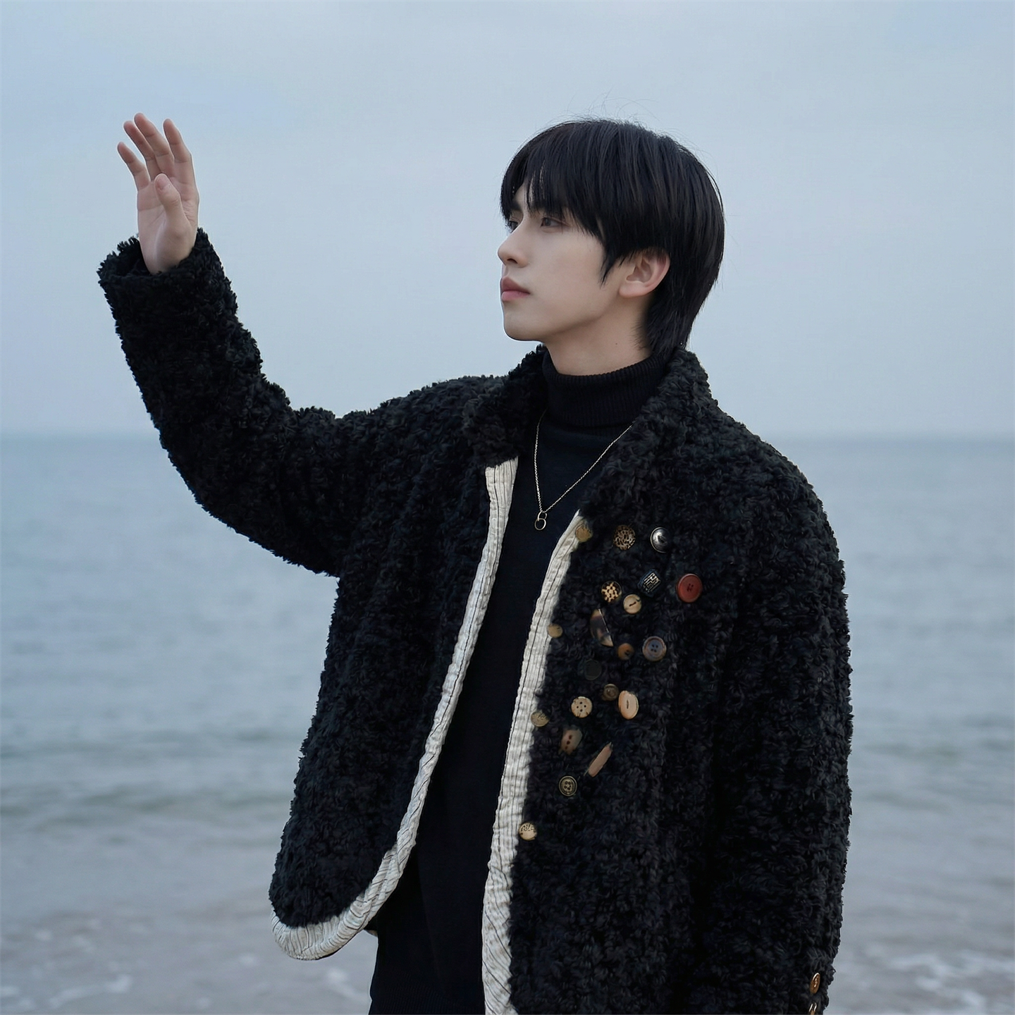 现货手工制扣古布保暖上衣设计感小众羊羔绒外套M7811-P128，男装棉衣，星座1017