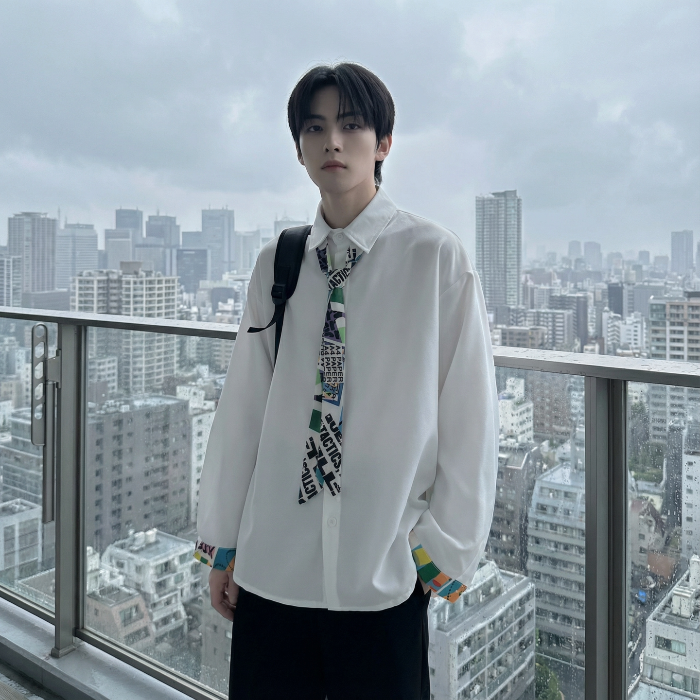 现货长袖衬衫男潮流带领带帅气港风高级感情侣衬衣FA32-P55,男装衬衫,星座1017