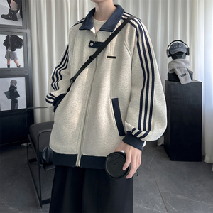 现货 2026三条杠翻领夹克男宽松休闲运动外套 现货 R238-P68，男装夹克，星座1017