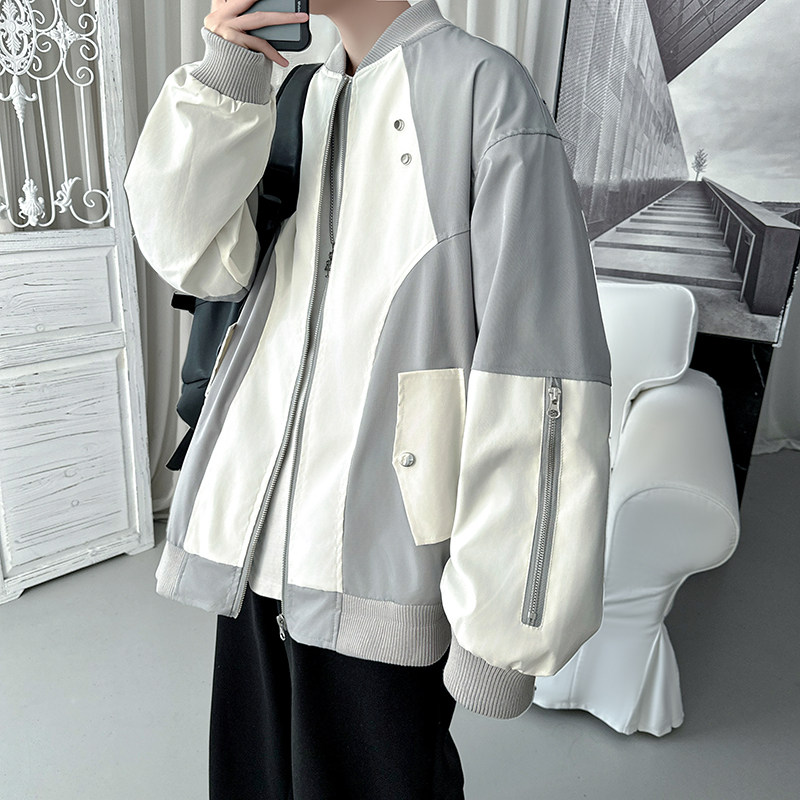 百搭撞色拼接棒球服美式复古夹克JK618-P80,男装夹克,星座1017