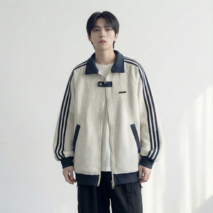 现货 2026三条杠翻领夹克男宽松休闲运动外套 现货 R238-P68，男装夹克，星座1017