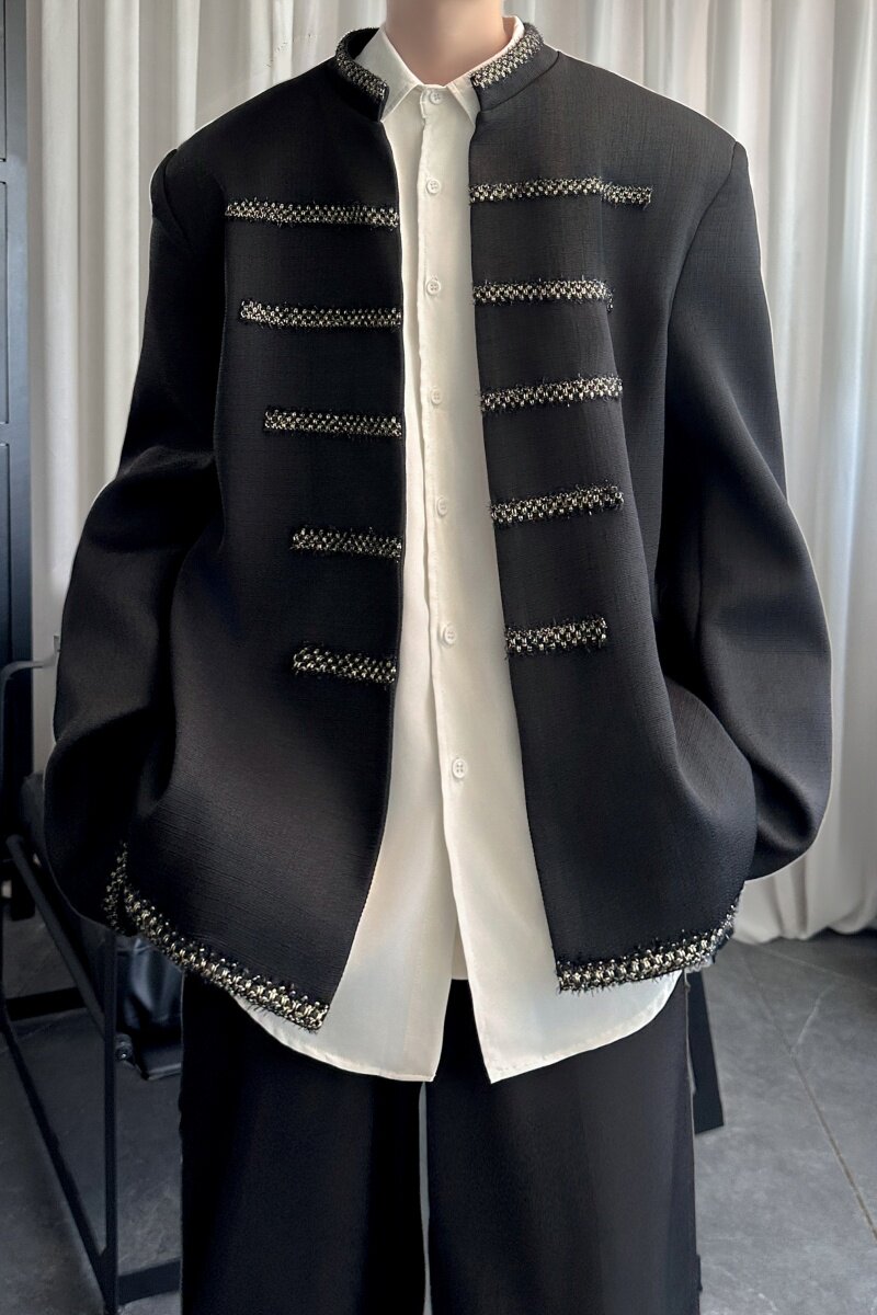 新中式立领外套男高级感男士街头潮流痞帅小众垫肩夹克DP89-P98,男装夹克,星座1017