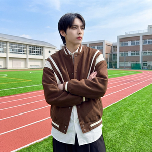 现货 撞色美式复古夹克棒球服流行外套W0023-P88控118 加绒P100图片