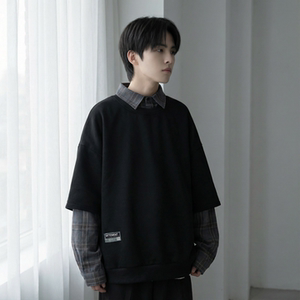 现货 2026春款假两件卫衣衬衫领复古vibe格子美式外套  A5613-P65图片