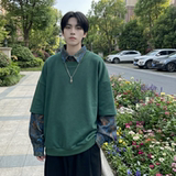 现货慵懒假两件衬衫领卫衣日系情侣碎花上衣A881-P65，男装衬衫，星座1017