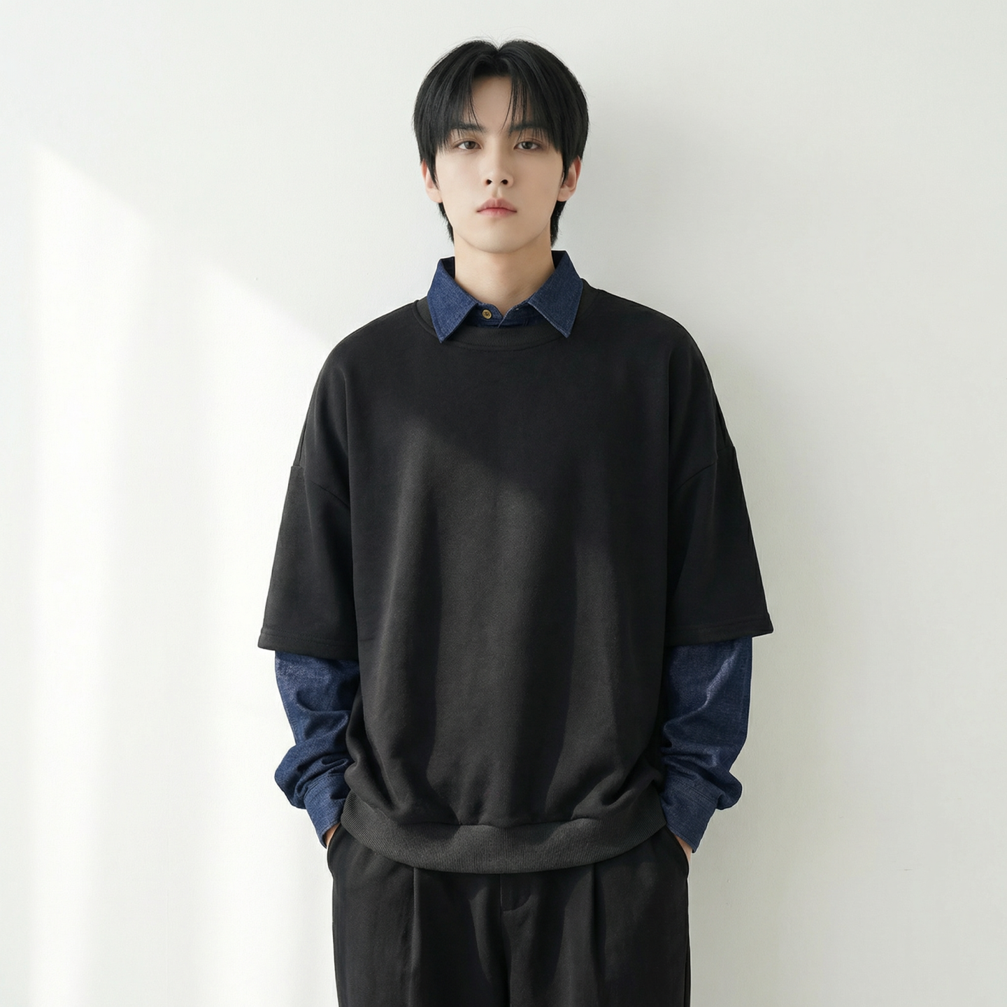 2026春款假两件卫衣衬衫领复古vibe格子美式外套CR447-P68,男装衬衫,星座1017