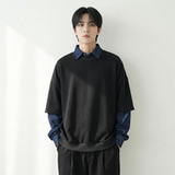 2026春款假两件卫衣衬衫领复古vibe格子美式外套CR447-P68，男装衬衫，星座1017