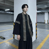 现货春秋风蟒纹印花拼接男士道袍汉服D3206-P78，男装民族服装，星座1017