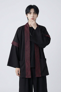 现货 春秋风蟒纹印花拼接男士道袍汉服 D3206-P78图片
