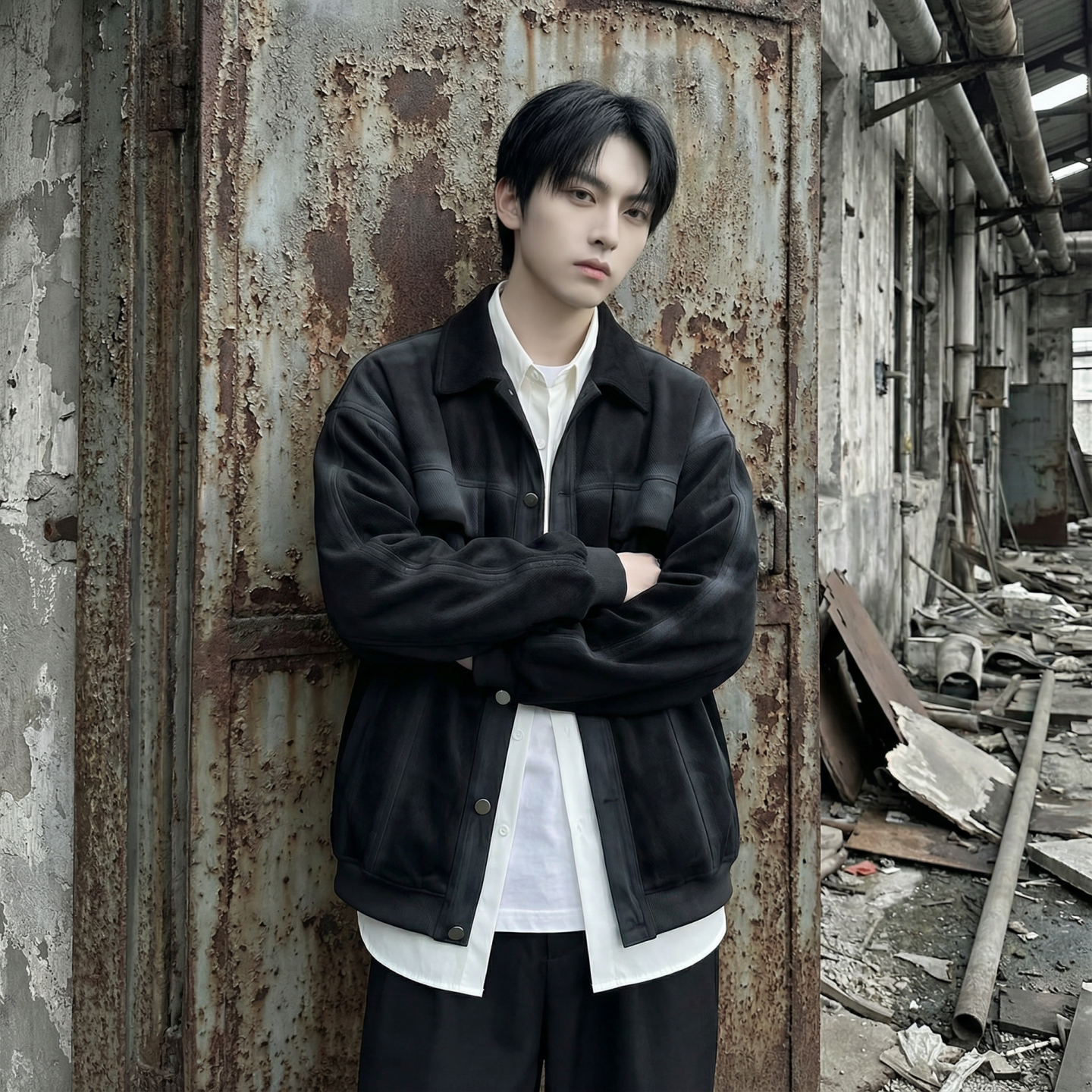 现货2026春季工装休闲夹克高级感牛仔外套JK11-P100，男装工装外套，星座1017