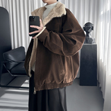 美拉德复古立领羊羔毛棉服男款加绒加厚工装棉衣MF829-P148，男装棉衣，星座1017
