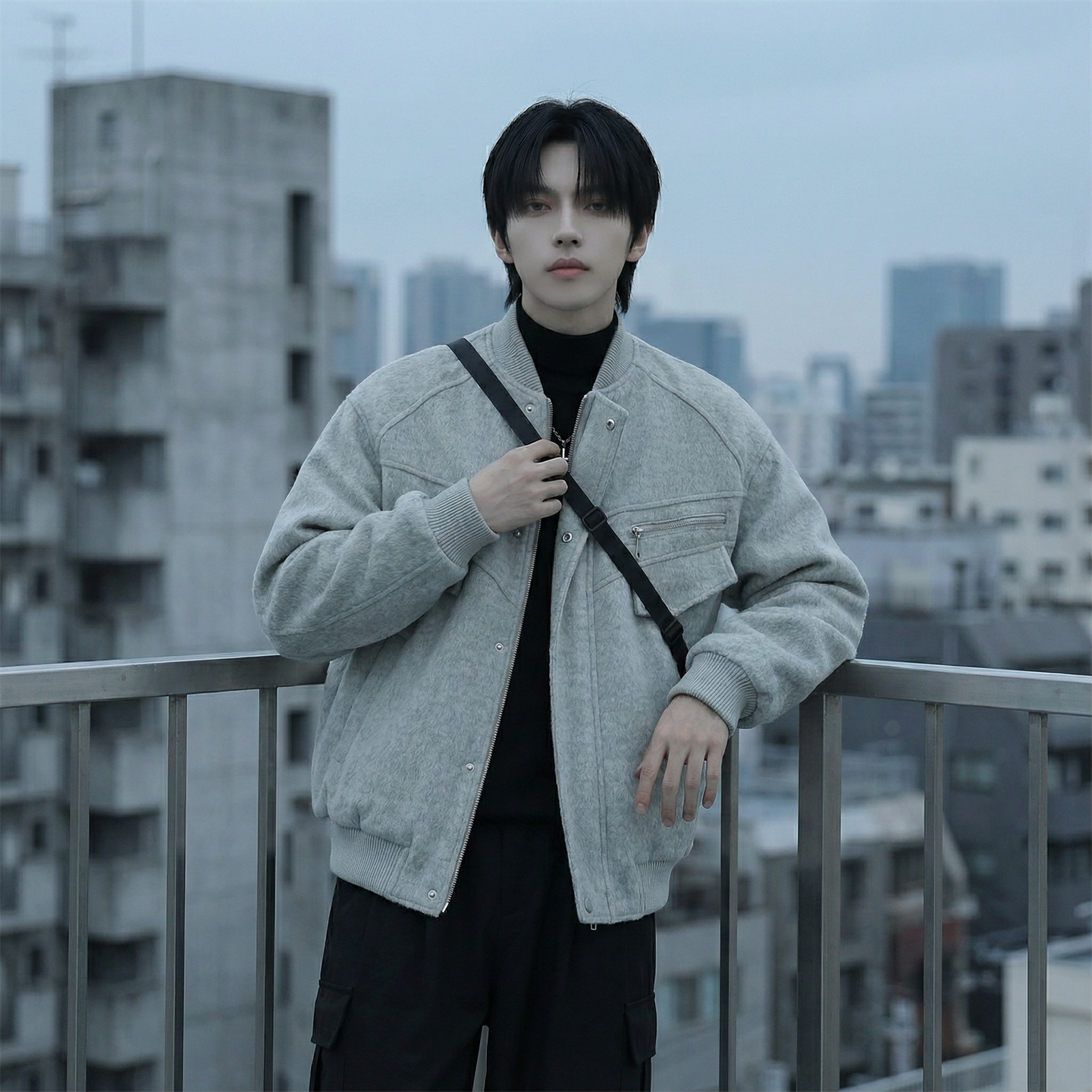 现货美式毛呢夹克棉服加厚高级痞帅夹棉棒球服短款外套Q955-P138，男装夹克，星座1017