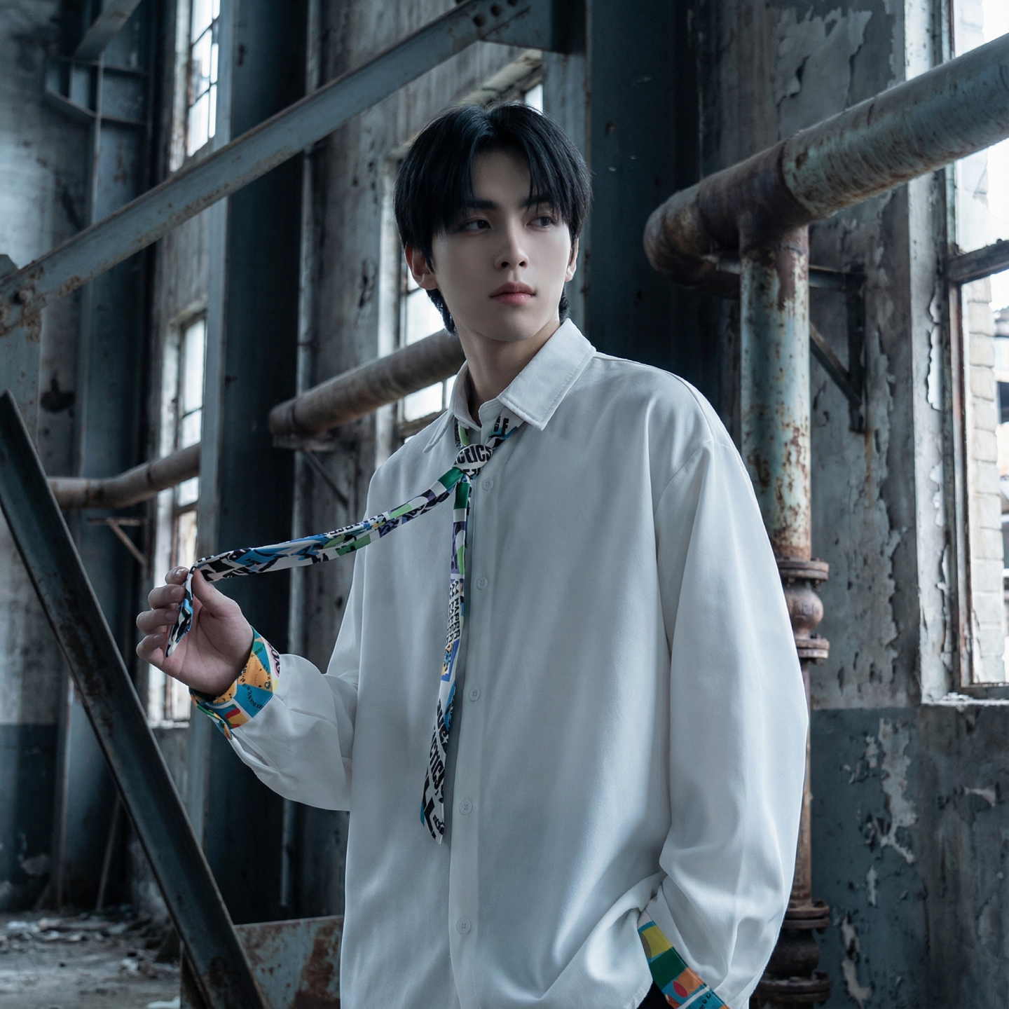 现货长袖衬衫男潮流带领带帅气港风高级感情侣衬衣FA32-P55，男装衬衫，星座1017