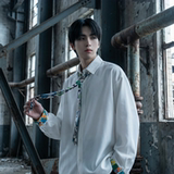 现货长袖衬衫男潮流带领带帅气港风高级感情侣衬衣FA32-P55，男装衬衫，星座1017