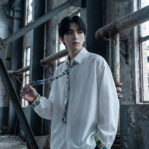 现货长袖衬衫男潮流带领带帅气港风高级感情侣衬衣 FA32-P55，男装衬衫，星座1017