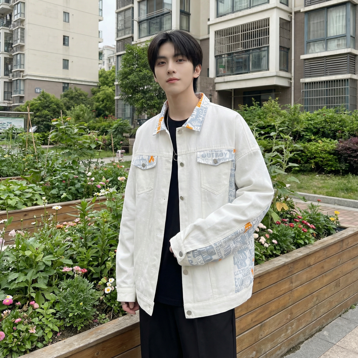 现货2026春季痞帅拼接设计感翻领夹克高级感潮流外套J24-P75，男装夹克，星座1017