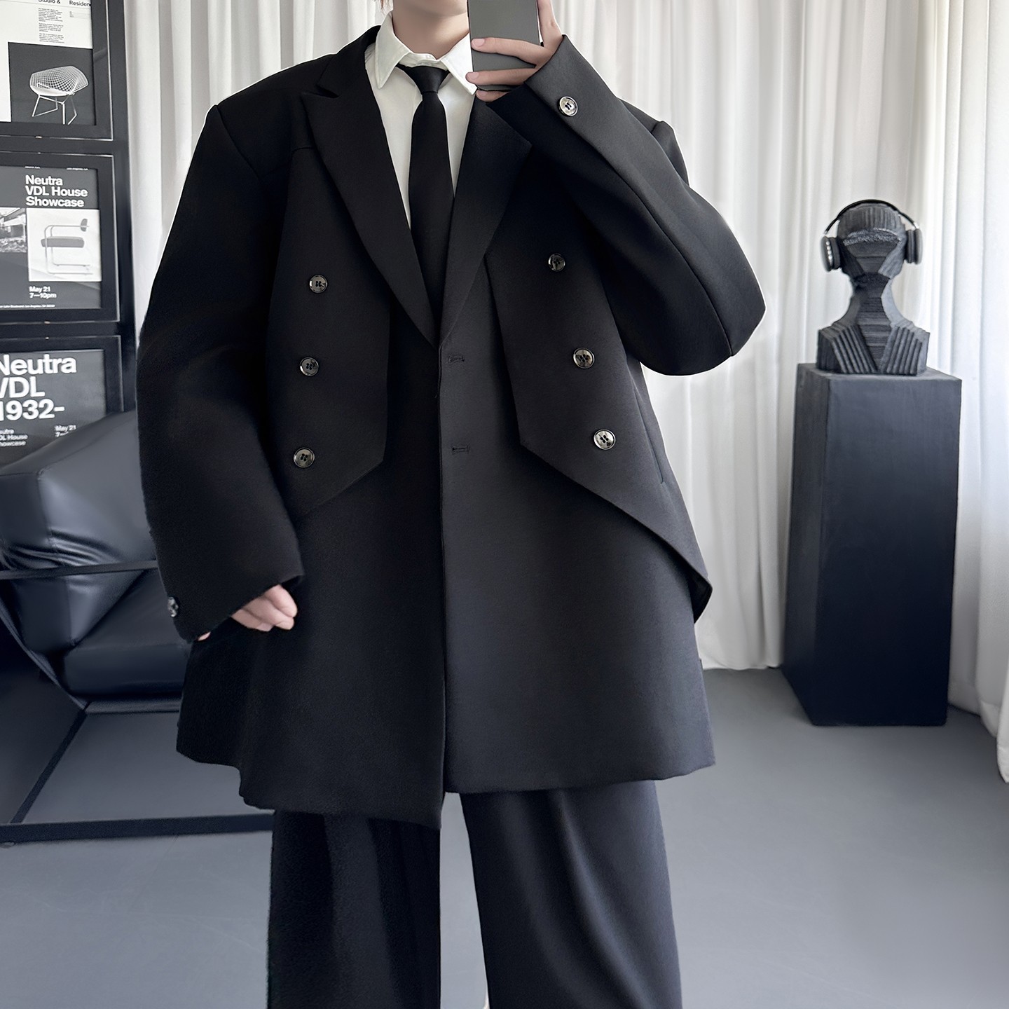 层次感金属垫肩西服外套男宽松高级设计感休闲西装潮FT733-P118，男装西服，星座1017