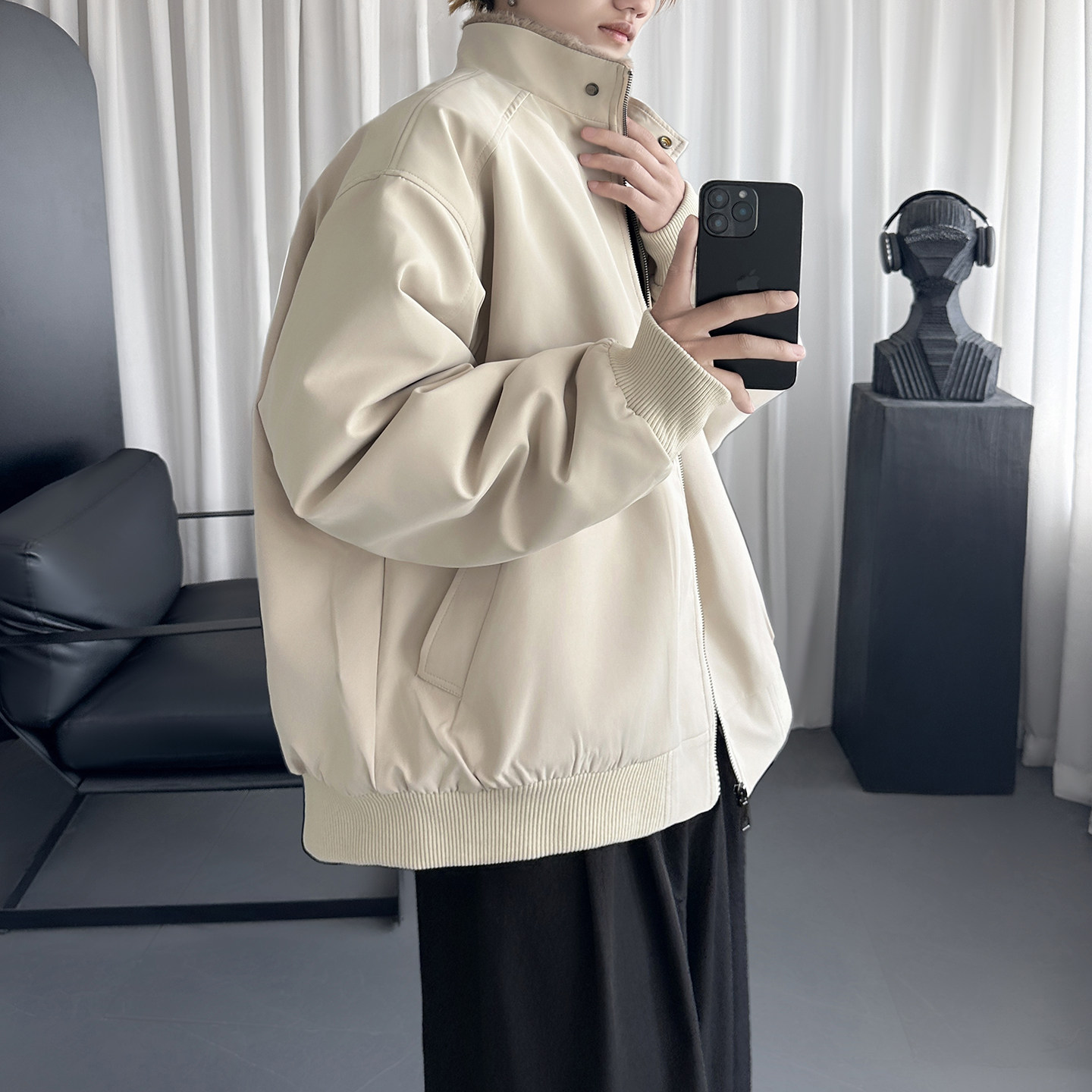 座山雕立领短款外套冬季加绒加厚座山蟒棉服工装夹克D8656-P138,男装夹克,星座1017