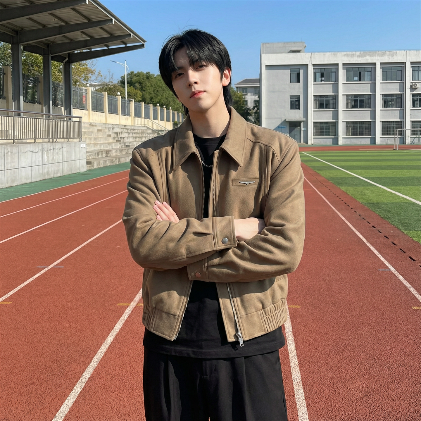 现货2025棒球领短款夹克高级感美式垫肩外套HJ7727-P90X149，男装夹克，星座1017