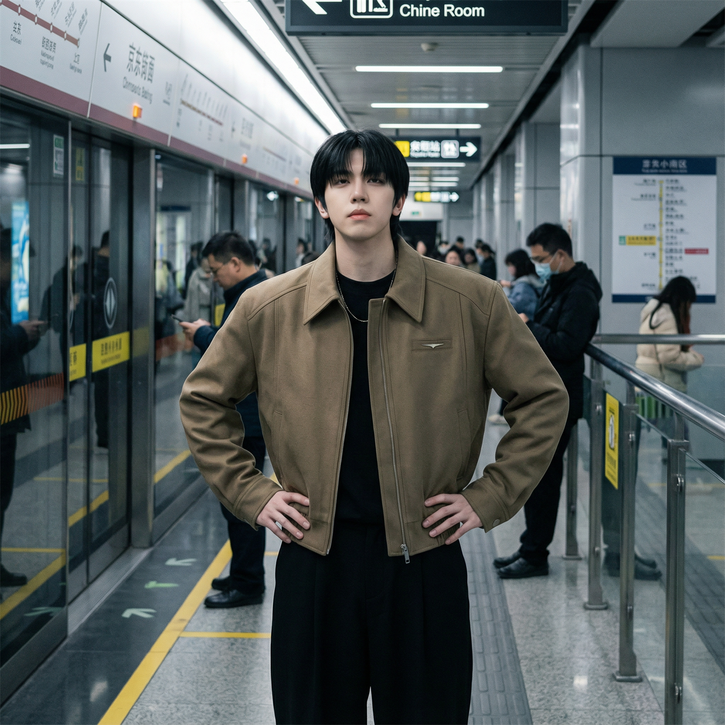 现货2025棒球领短款夹克高级感美式垫肩外套HJ7727-P90X149，男装夹克，星座1017