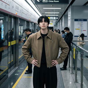 现货 2025棒球领短款夹克高级感美式垫肩外套 HJ7727-P90 X149，男装夹克，星座1017