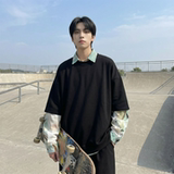 现货慵懒假两件衬衫领卫衣日系情侣碎花上衣A881-P65，男装衬衫，星座1017