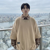 现货2026春款假两件卫衣衬衫领复古vibe格子美式外套A5613-P65，男装衬衫，星座1017