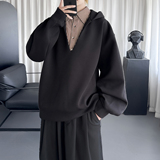 现货潮牌宽松加厚连帽假两件深V高领长袖卫衣WD908-P78，男装卫衣，星座1017