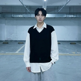 现货假两件长袖衬衫宽松衬衣港风休闲百搭上衣GK25-P58，男装衬衫，星座1017