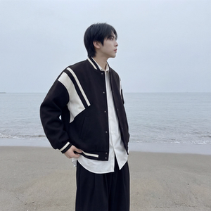 现货 撞色美式复古夹克棒球服流行外套W0023-P88控118 加绒P100图片