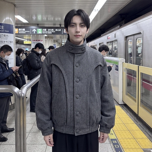 现货 美式复古加厚休闲外套韩版宽松立领短款外套 GK801-P118图片