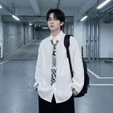 现货长袖衬衫男潮流带领带帅气港风高级感情侣衬衣FA32-P55，男装衬衫，星座1017