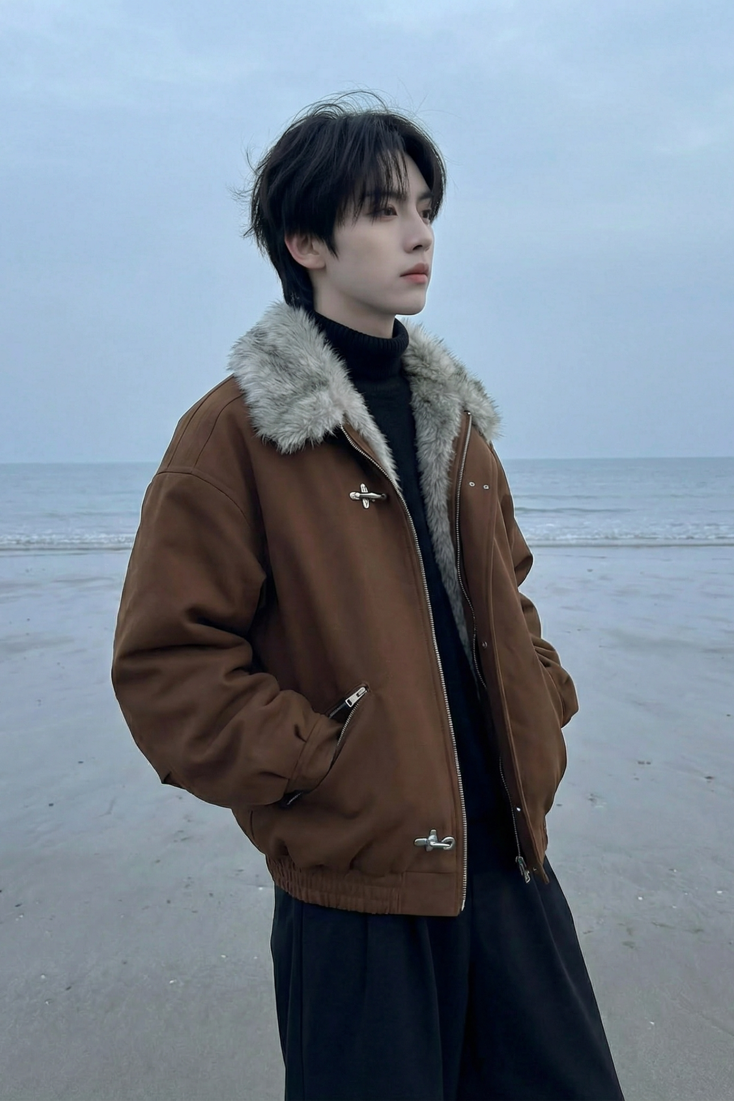 现货毛领复古（仿貂毛领）秋冬季座山雕夹克棉服外套男Q664-P148,男装夹克,星座1017