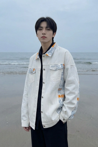 现货 2026春季痞帅拼接设计感翻领夹克高级感潮流外套  J24-P75图片