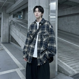 现货2026春复古美式格子长袖衬衫毛边宽松衬衣SC245-P58，男装衬衫，星座1017