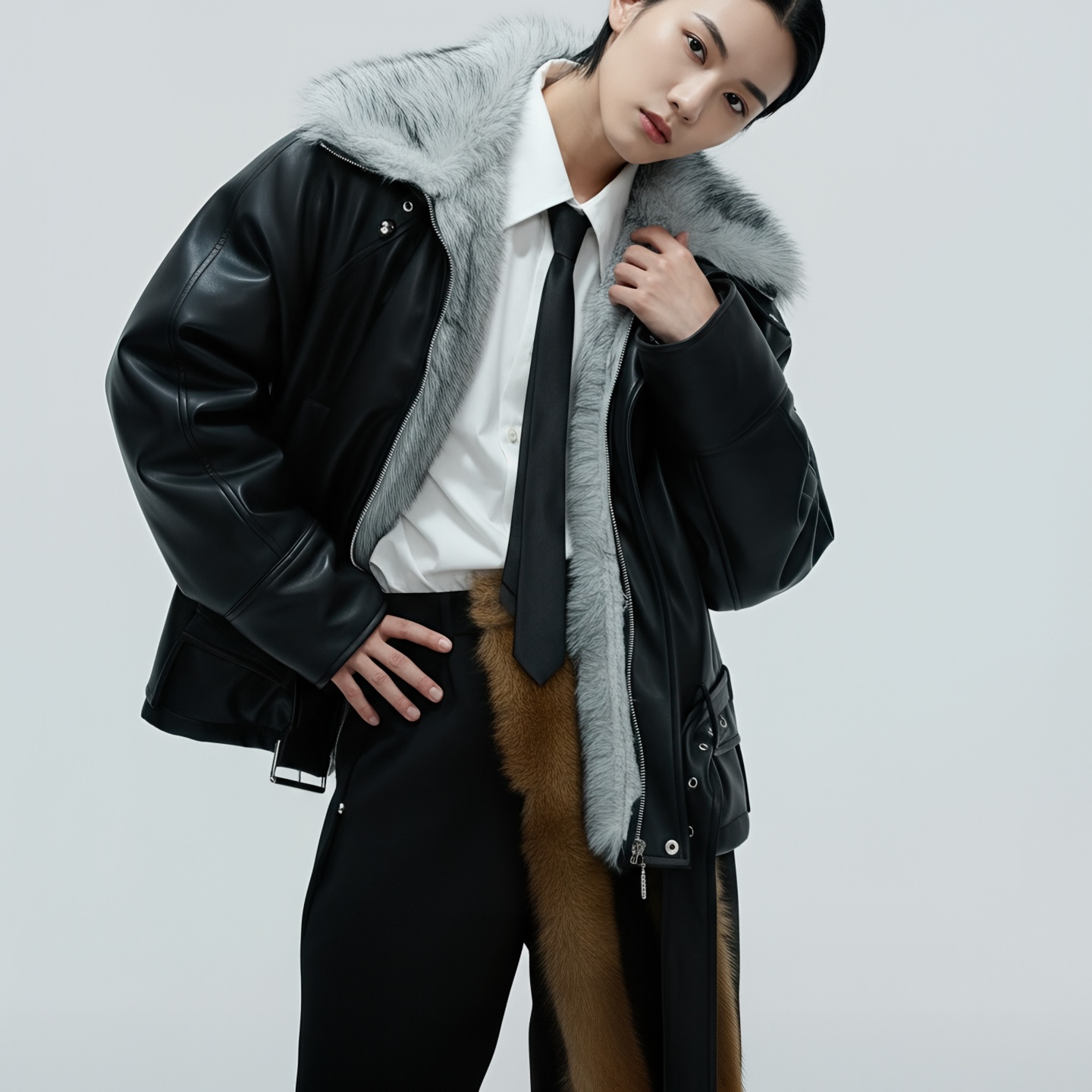 解构仿狼毛毛领加厚棉服外套冬季铆钉高领短款皮衣MY1966-P148,男装皮衣,星座1017 解构仿狼毛毛领加厚棉服外套冬季铆钉高领短款皮衣MY1966-P148,男装皮衣,星座1017