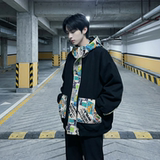 现货春款潮流涂鸦拼接夹克开衫连帽外套WT23-P75控96，男装夹克，星座1017