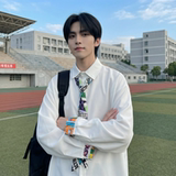 现货长袖衬衫男潮流带领带帅气港风高级感情侣衬衣FA32-P55，男装衬衫，星座1017