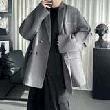 2025春款日系双排扣肌理质感复古简约西服宽松西装外套H305-P128，男装西服，星座1017